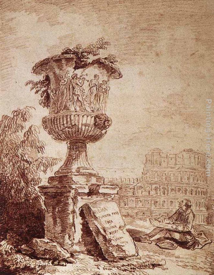 Hubert Robert The Draughtsman of the Borghese Vase
